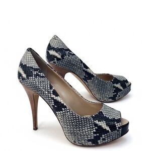 GIUSEPPE ZANOTTI Ash PYTHON Leather Peep Toe NIKA Platform Pumps Heels 6.5 36.5